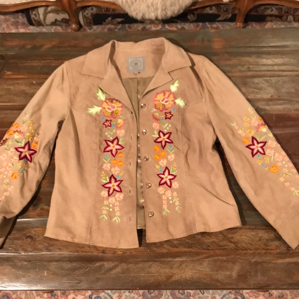 Double D Ranch Leather Embroidered Jacket